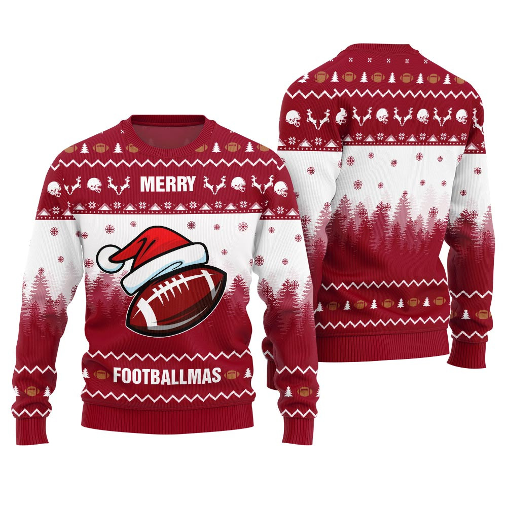 Merry Footballmas Funny Ugly Xmas Sweater For Women Classic Holiday Sweater for Festive Looks