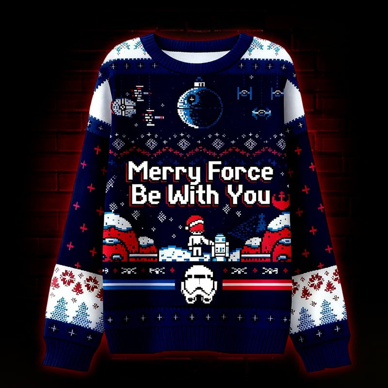 Merry Force Be With You Ugly Christmas Sweater Xmas Apparel Presents For Couple