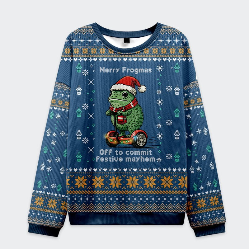 Merry Frogmas Ugly Christmas Sweater Funny Xmas Apparel Presents For Frog Lovers