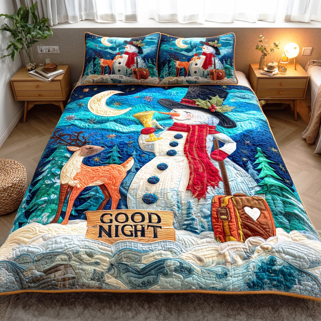 Merry Frost Night Quilted Bedding Set Holiday Duvet Sets Christmas Presents For Boyfriend
