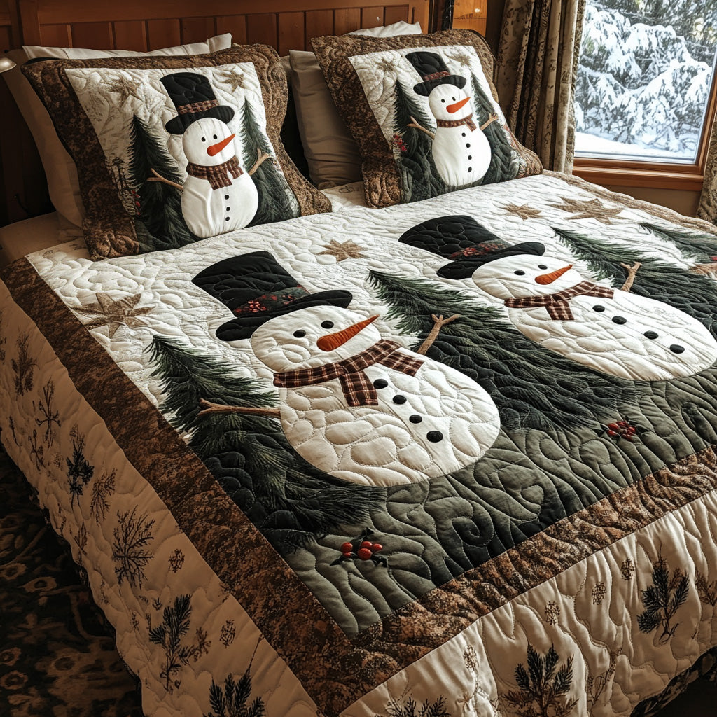 Merry Frost Quilted Bedding Set Best Christmas Duvet Cover Set Unique Snowman Gifts