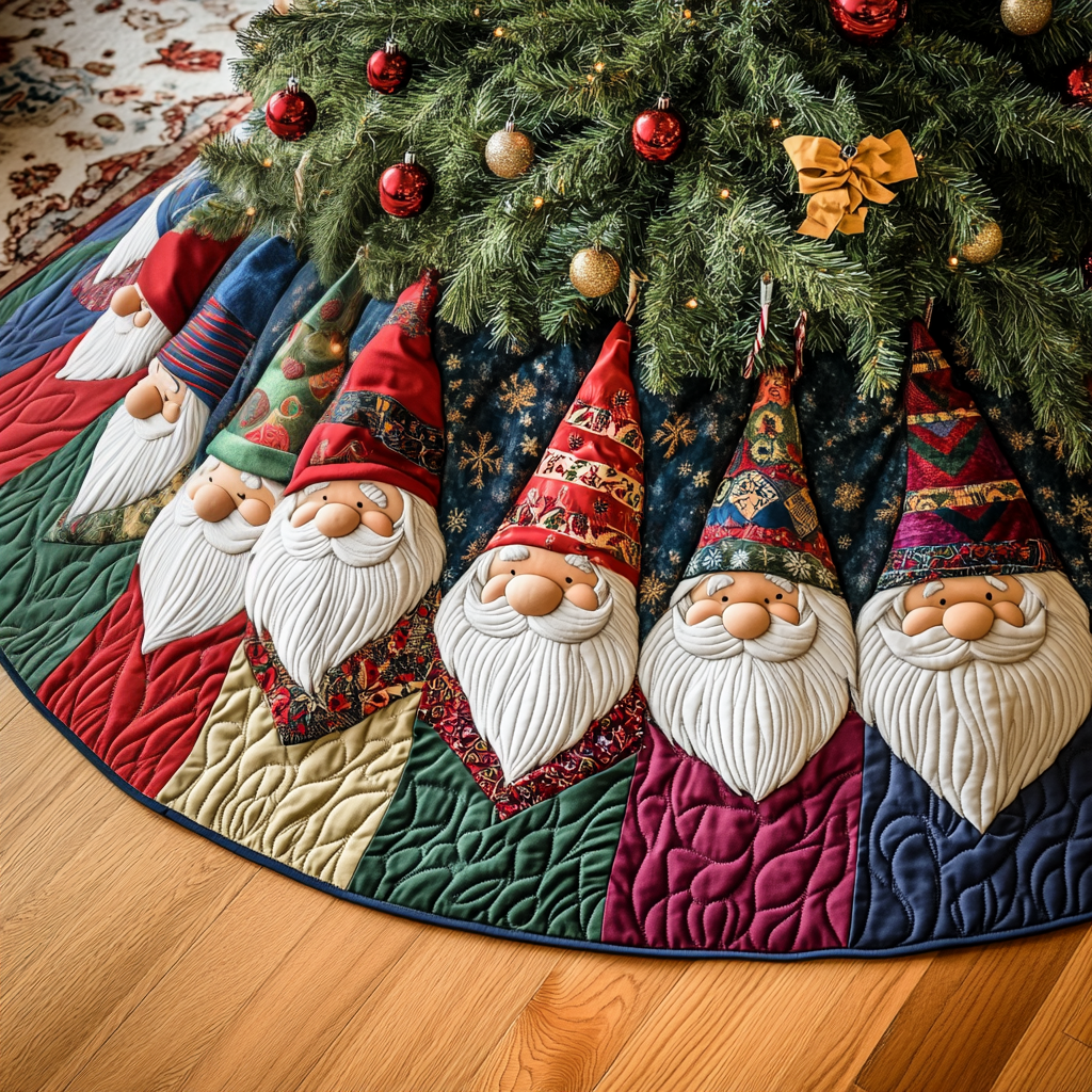 Merry Gathering Quilted Christmas Tree Skirt Beautiful Tree Skirt to Complete Your Christmas Look