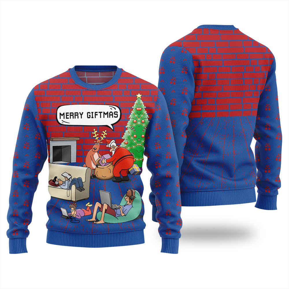 Merry Giftmas Funny Santa Christmas Sweater Women Exclusive Christmas Sweater Merch Gift Edition