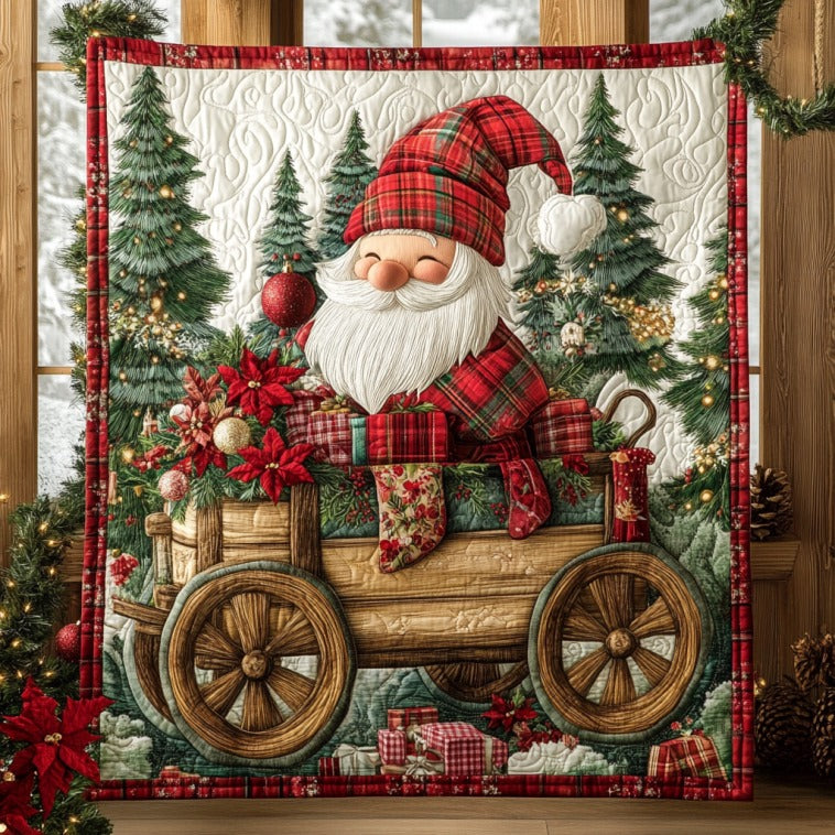 Merry Gnome Quilt Blanket Winter Blanket Father In Law Gifts Christmas