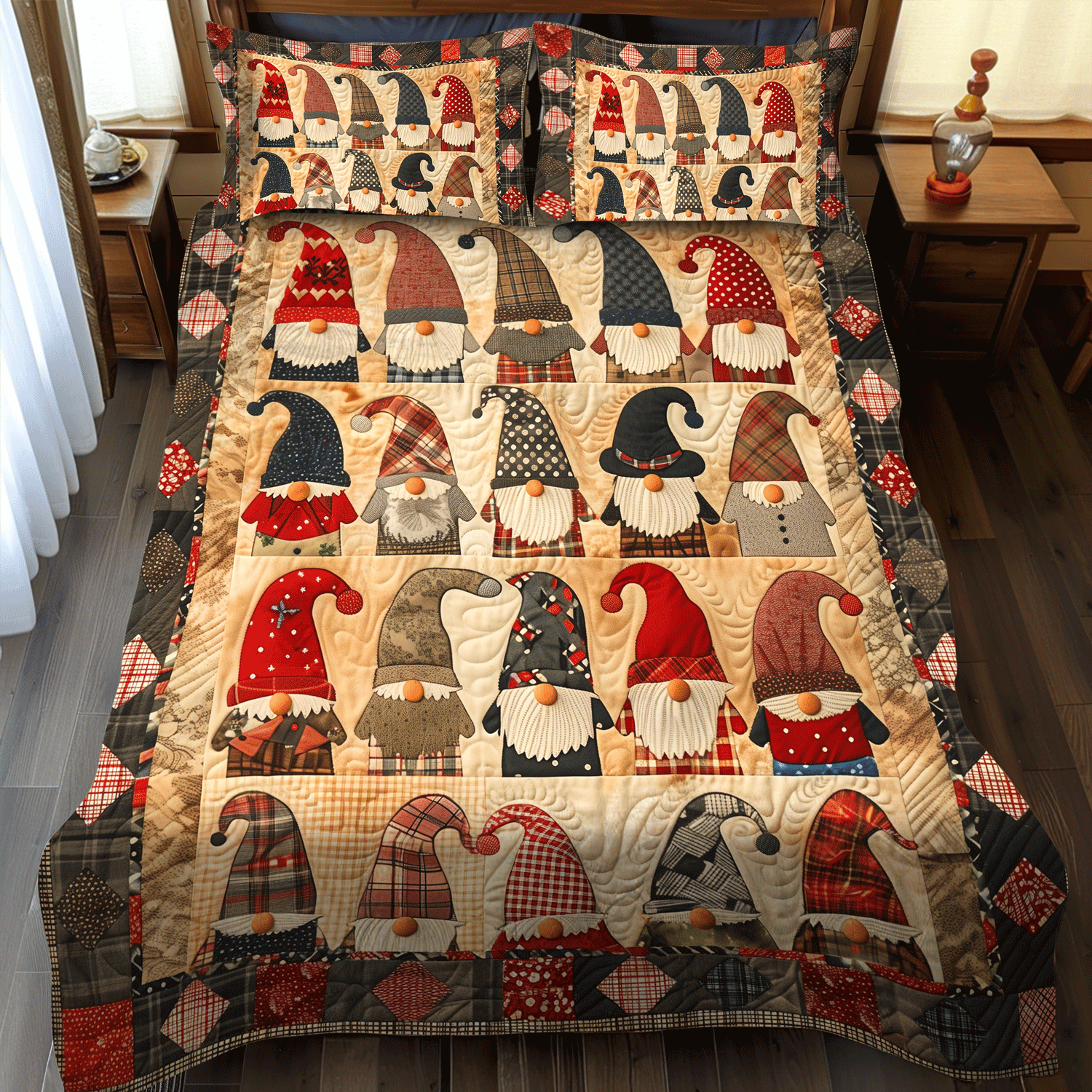 Merry Gnome Quilted Bedding Set Best Bedding Sets Best Father's Day Gifts For Dad