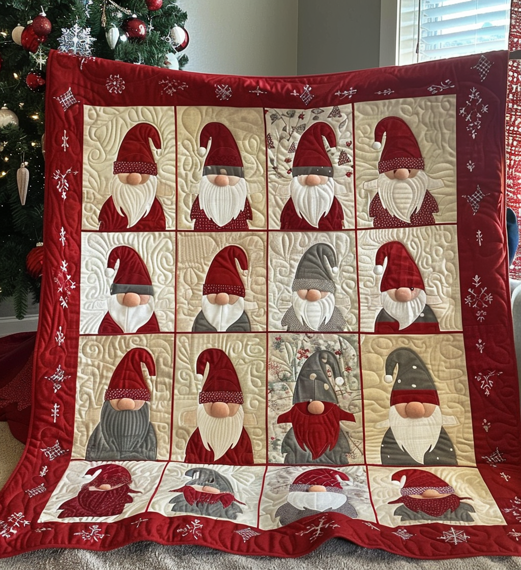 Merry Gnome Quilted Blanket Best Christmas Gifts For Women