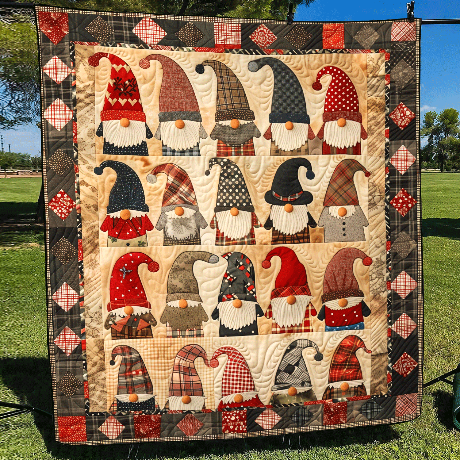Merry Gnome Quilted Blanket Mother In Law Christmas Gift