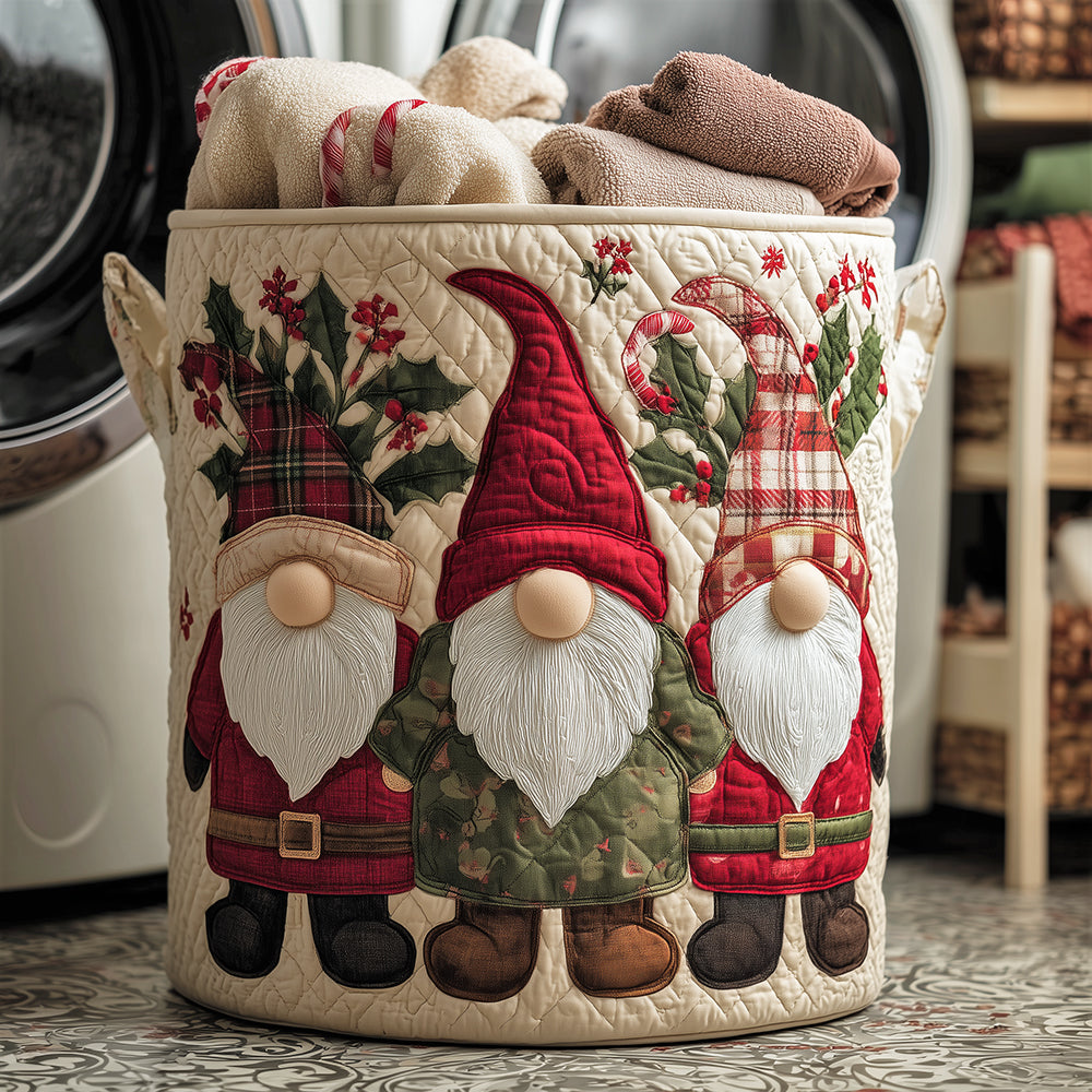 Merry Gnome Quilted Laundry Basket Perfect Gift For Your House