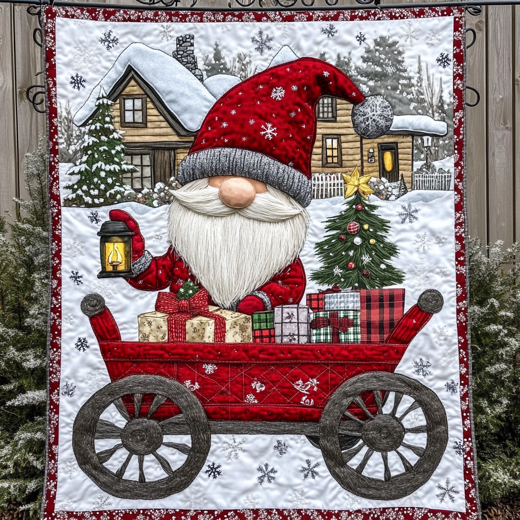 Merry Gnome Tidings Quilted Blanket Christmas Gifts For Parents