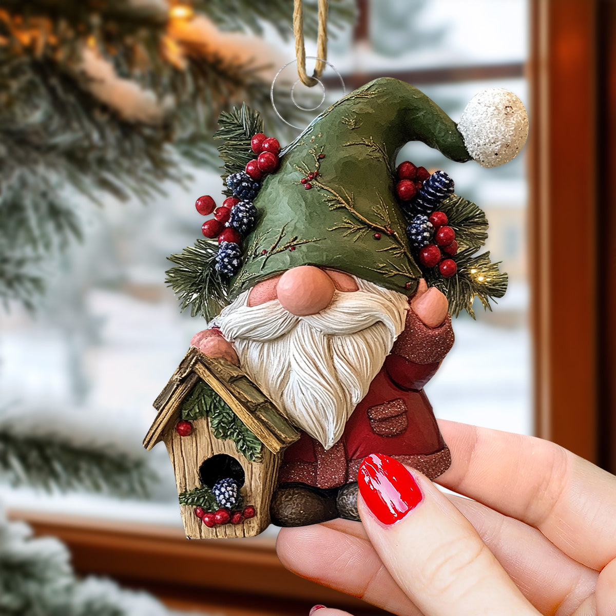 Merry Gnome Wishes Mica Ornament