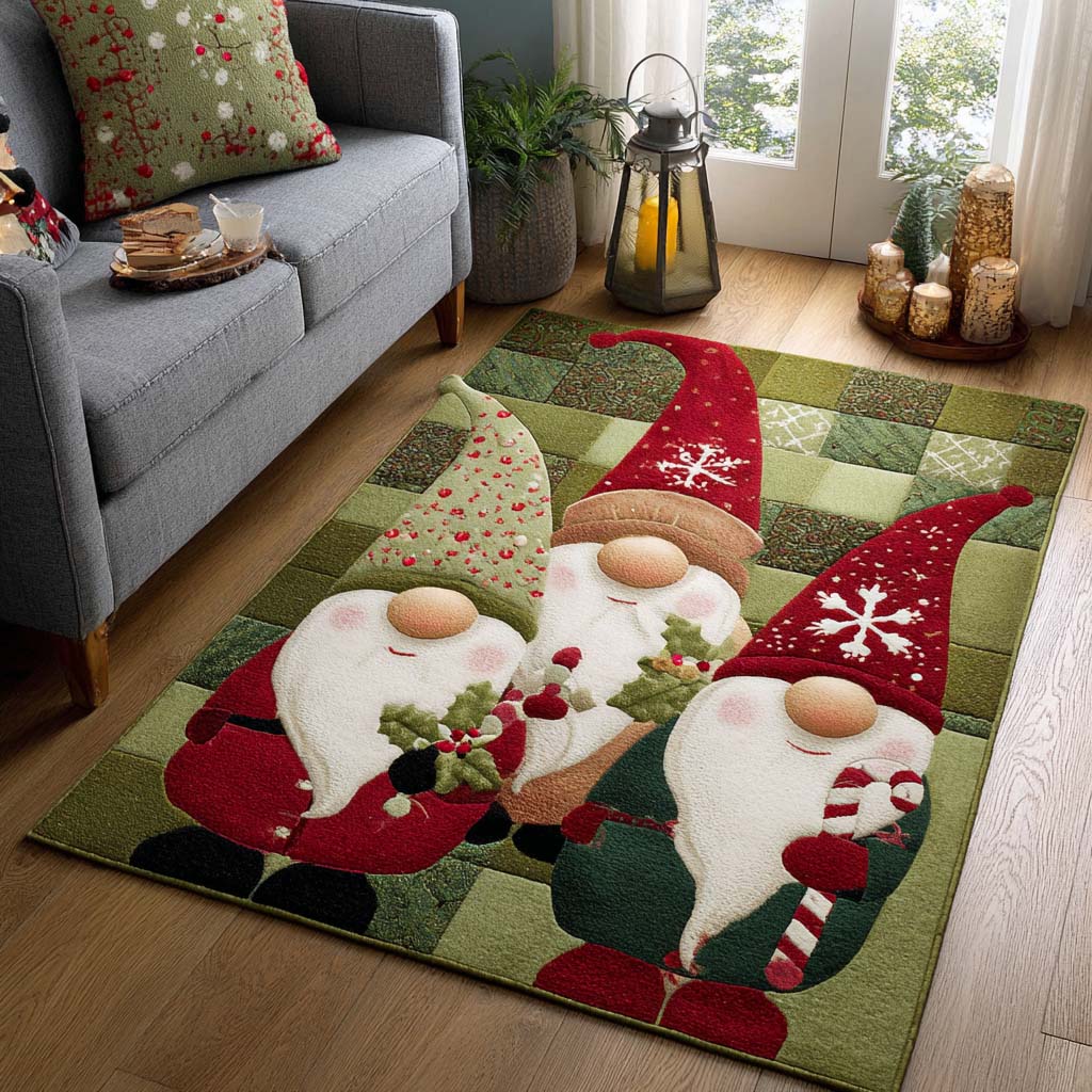 Merry Gnomes Area Rug Entryway Rug Ideas Family Xmas Present Ideas