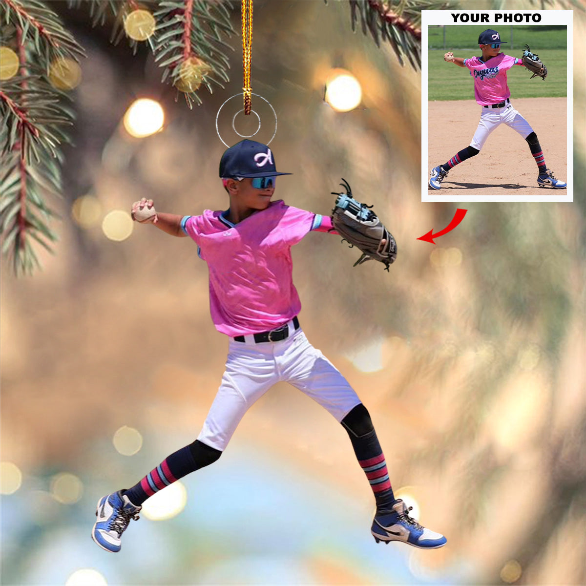 Merry Grand Slam Personalized Photo Mica Ornament Christmas Gift For Sports Lovers