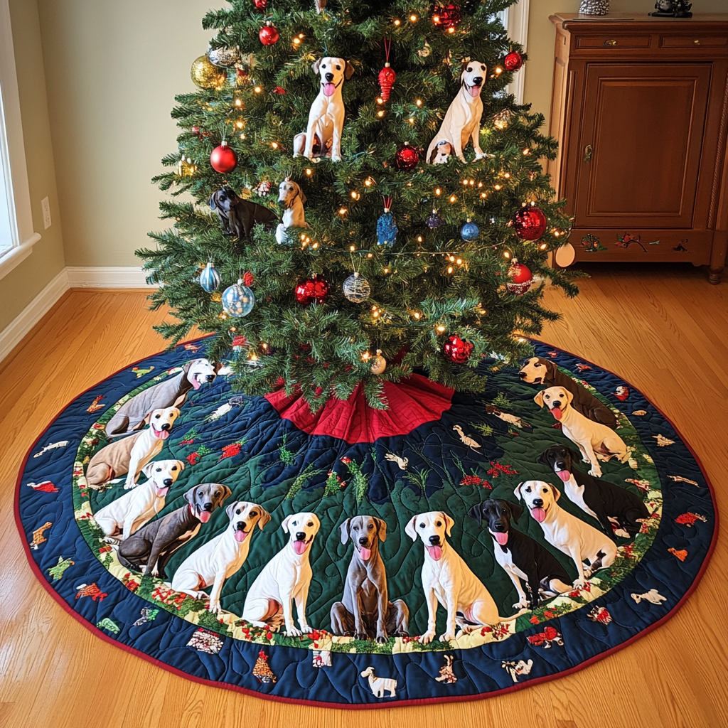 Merry Greyhound Paws Christmas Quilted Tree Skirt Thoughtful Christmas Tree Skirt Gift Idea