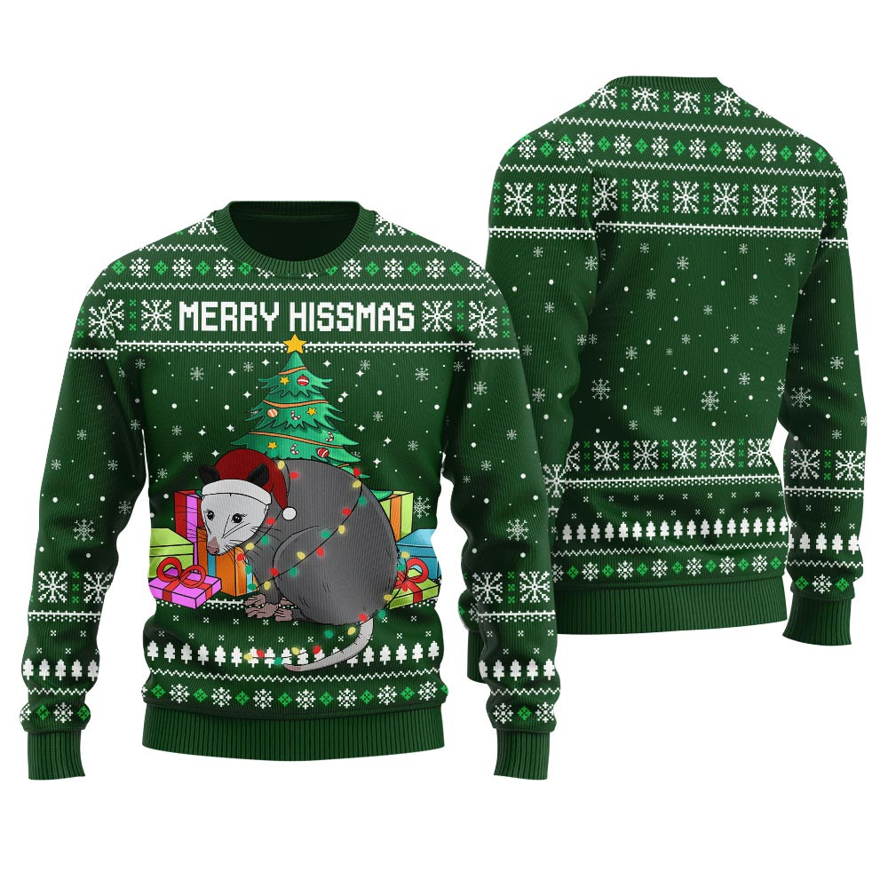 Merry Hissmas Possum Ugly Christmas Sweater Lovely Christmas Sweater Gift for Mom or Grandma