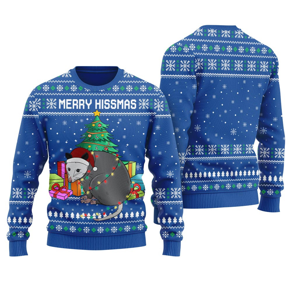 Merry Hissmas Possum Womens Ugly Christmas Sweater Perfect Merch Gift for the Christmas Season