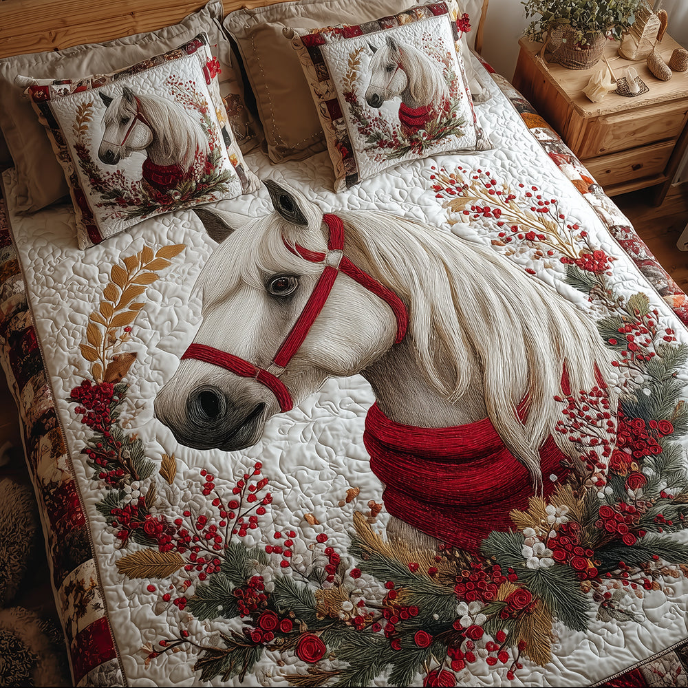 Merry Horse Whispers Quilted Bedding Set Cute Room Decor Gift Ideas For Horse Lovers