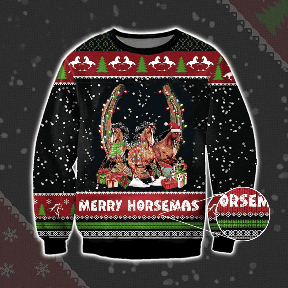 Merry Horsemas Ugly Christmas Sweater 2024 Xmas Matching Clothing Gifts For Horse Lovers Merry Horsemas Ugly Christmas Sweater 2024 Xmas Matching Clothing Gifts For Horse Lovers