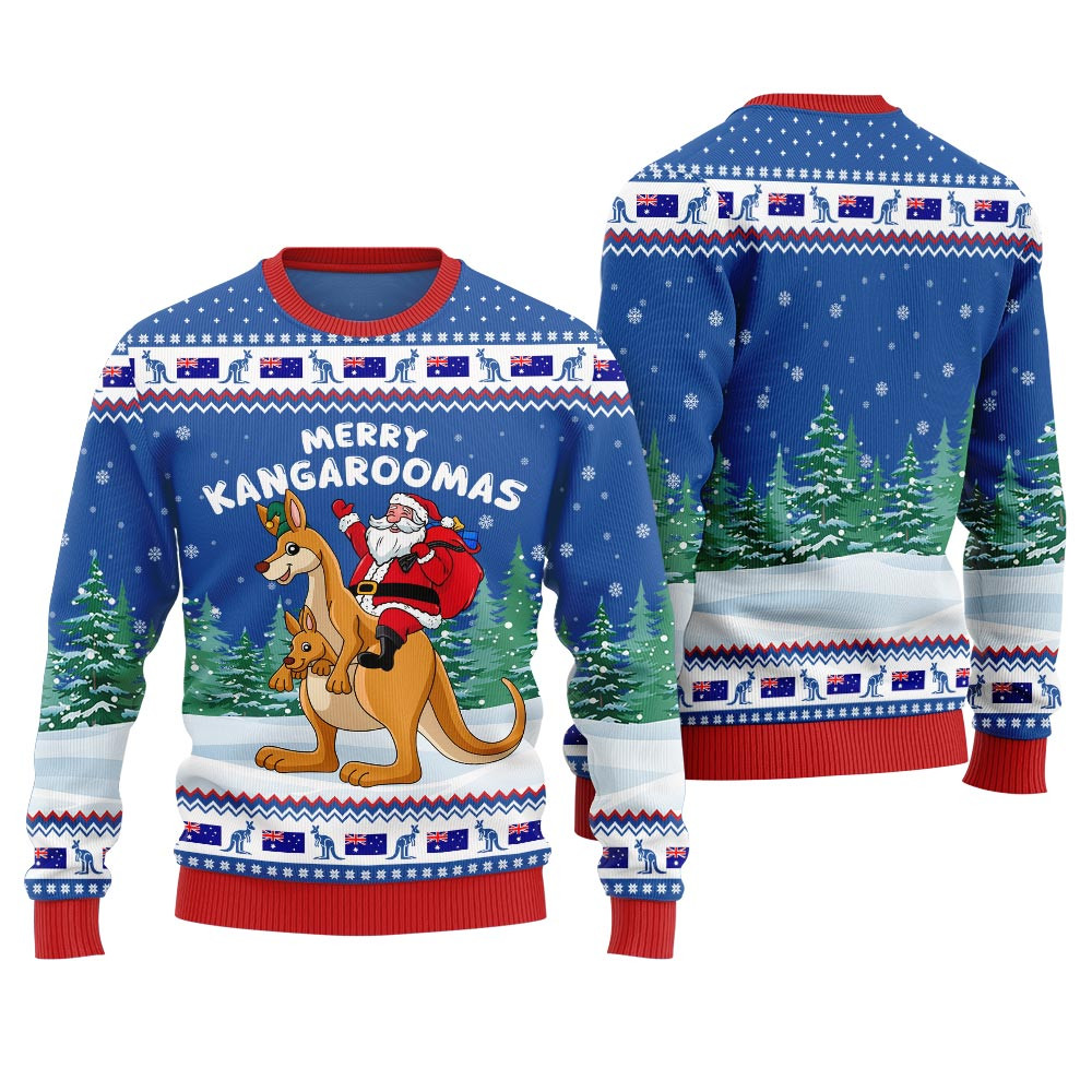 Merry Kangaroomas Ugly Christmas Sweater Warm Winter Merch Gift for Someone You Love
