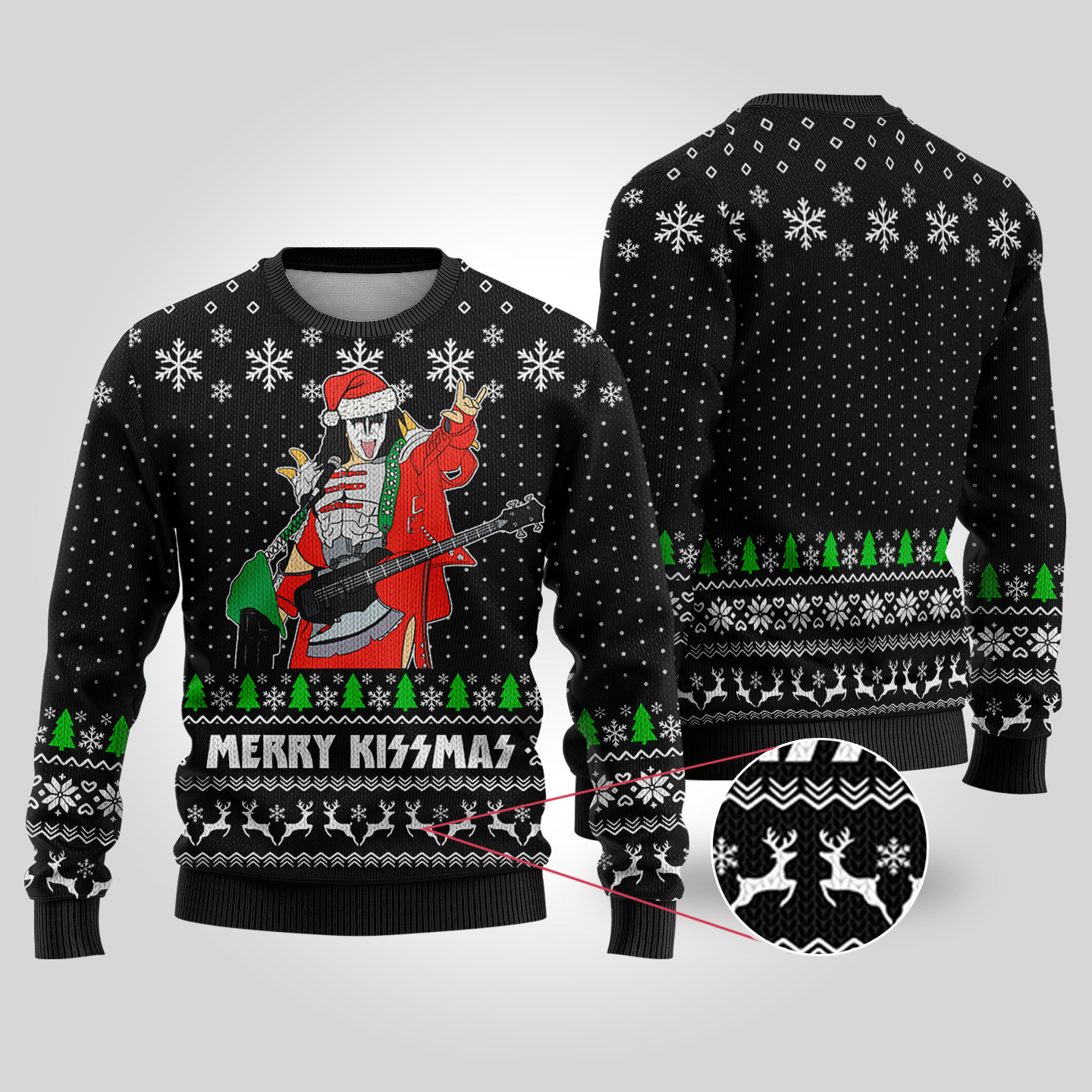 Merry Kissmas Funny Ugly Christmas Sweater Black Soft Cotton Sweatshirt for Winter Comfort