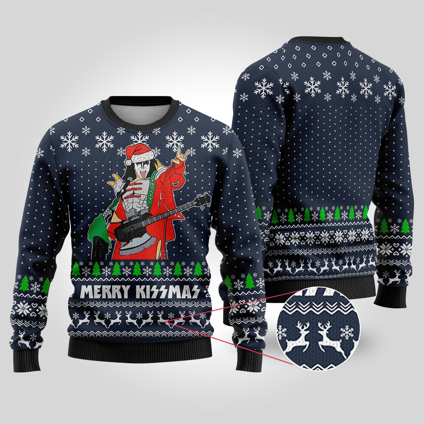 Merry Kissmas Funny Ugly Christmas Sweater Navy Popular Holiday Gift Merch for Everyone
