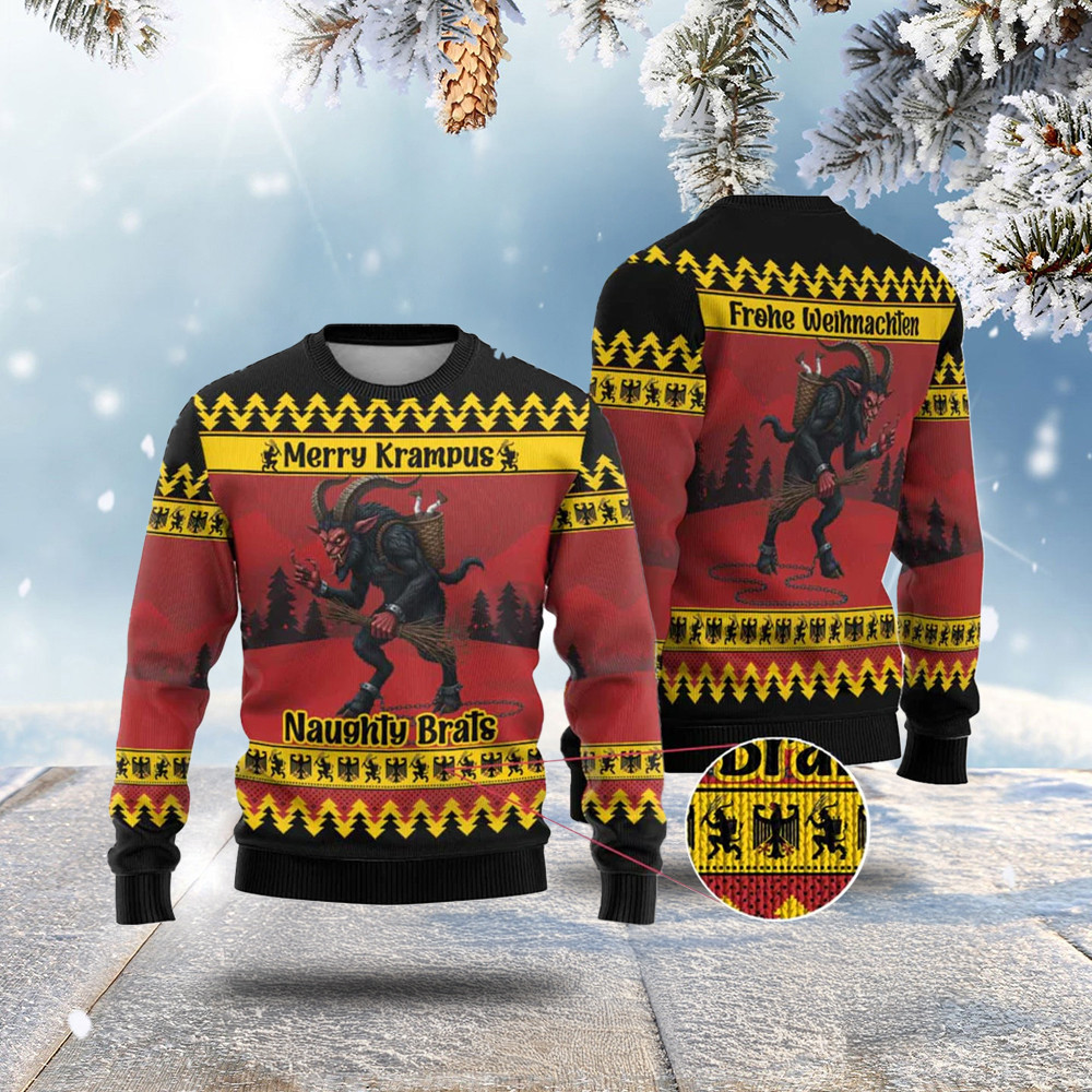 Merry Krampus Germany Ugly Christmas Sweater Frohe Weihnachten