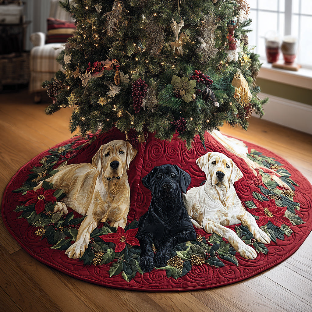 Merry Lab Moments Christmas Quilted Tree Skirt Xmas Decorations Labrador Gifts For Dog Lovers
