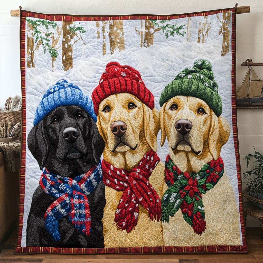 Merry Labrador Duo Quilted Blanket Throws And Blankets Christmas Gift To Labrador Lovers