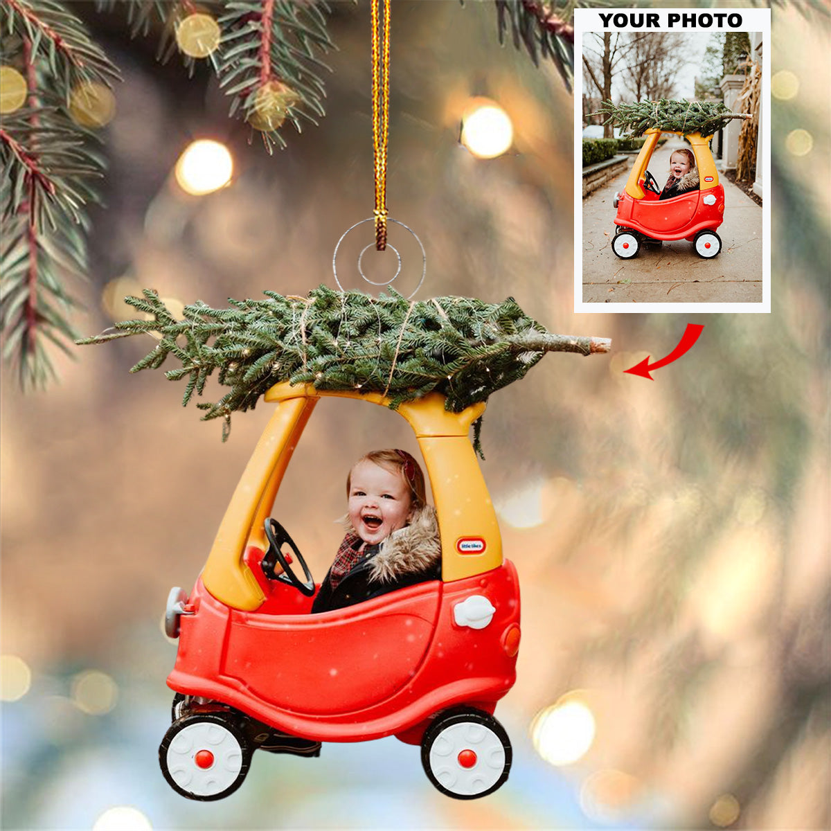 Merry Little One Personalized Photo Mica Ornament Christmas Gift For Grandma Gran