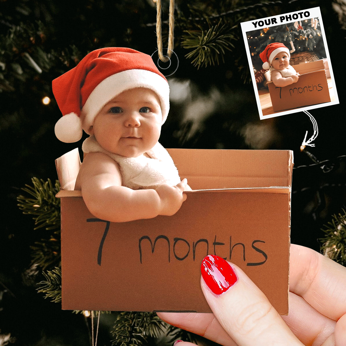 Merry Little One Personalized Photo Mica Ornament Gift For Kid Family Members