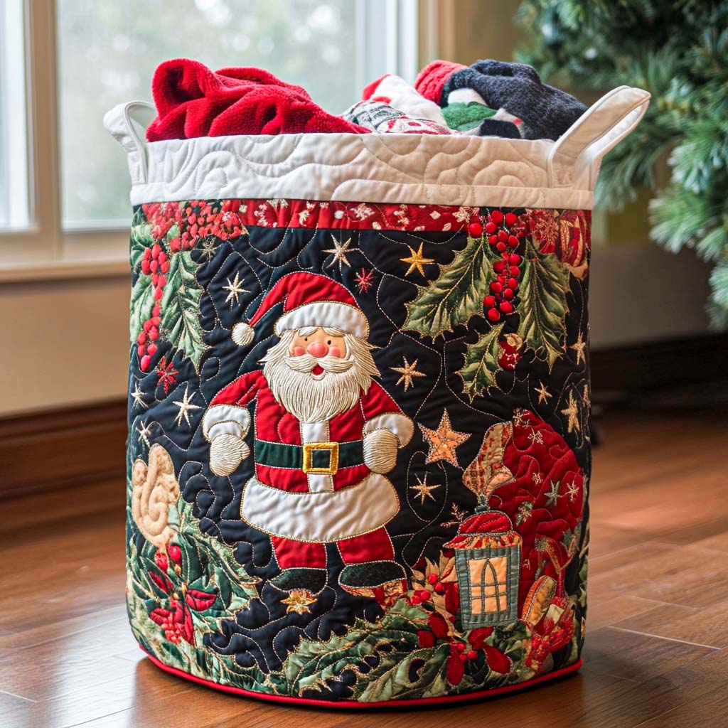 Merry Magic Quilted Laundry Basket Winter Merch Essentials