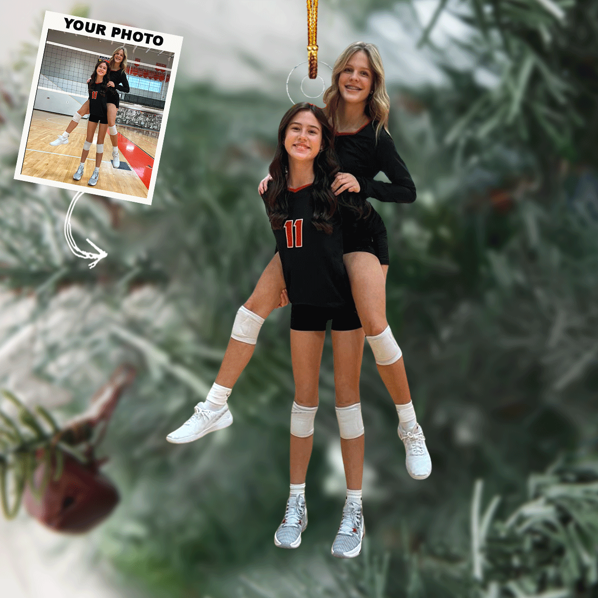 Merry Match Point Personalized Photo Mica Ornament Christmas Gift For Sports Lovers Family