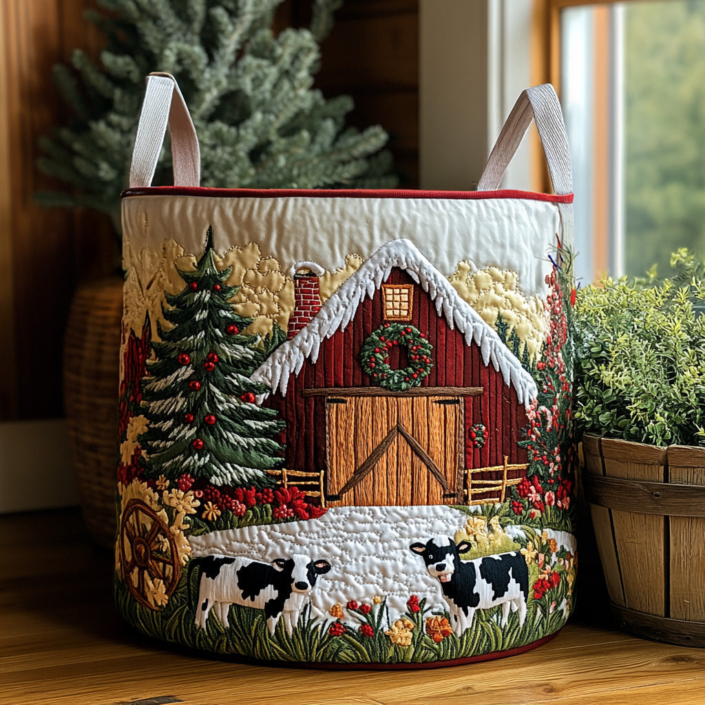 Merry Meadow Quilted Laundry Basket Trendy Quilted Laundry Tote for Home and Dorm