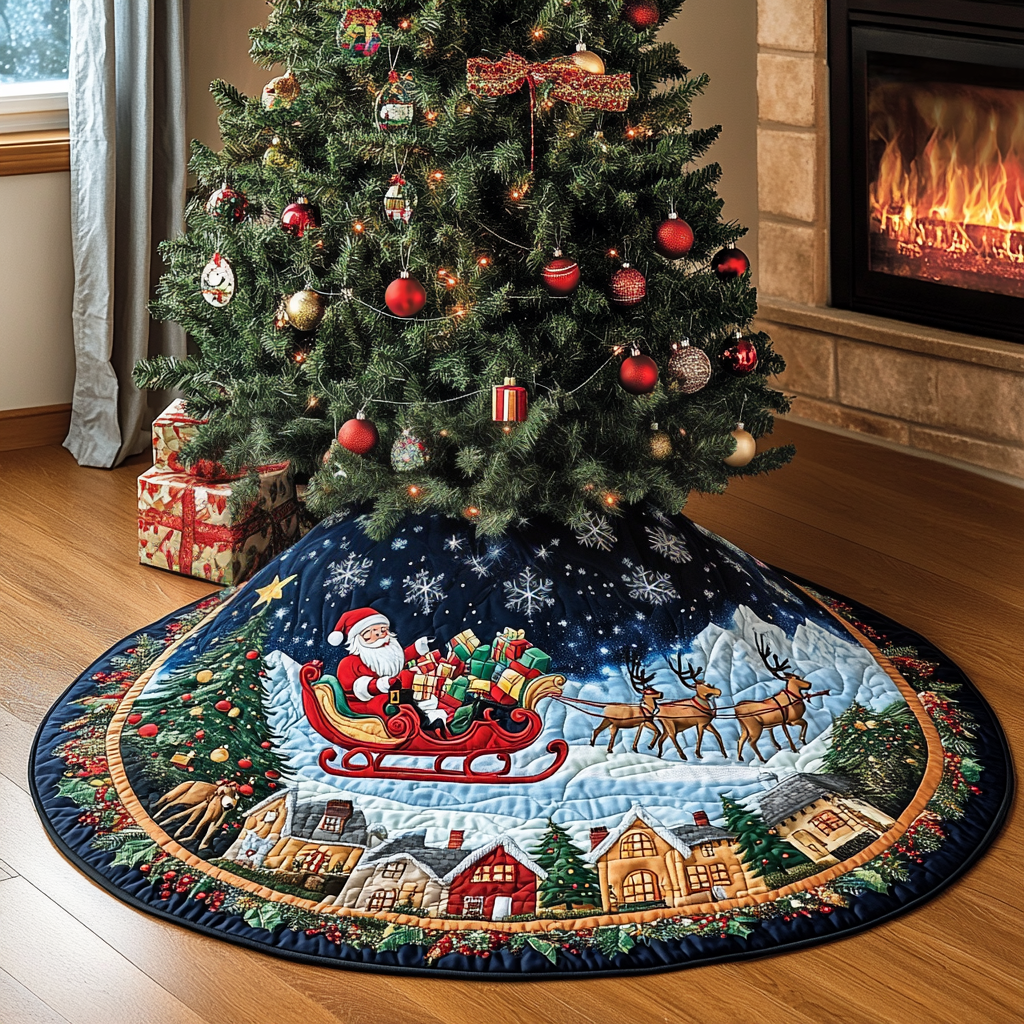 Merry Moments Christmas Quilted Tree Skirt Christmas Tree Surround Xmas Gifts For Grandma