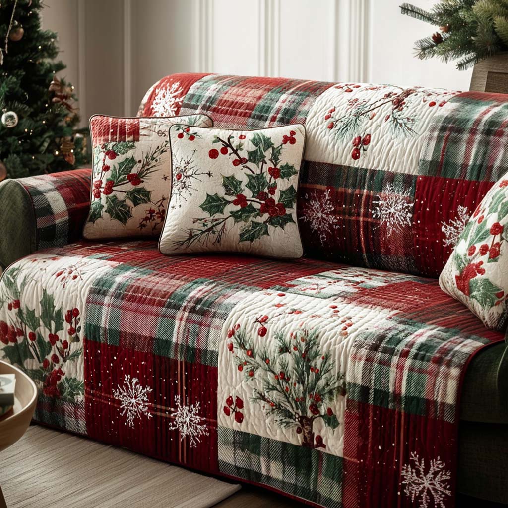 Merry Moments Quilted Sofa Cover Christmas Sofa Cover Presents For Grandma