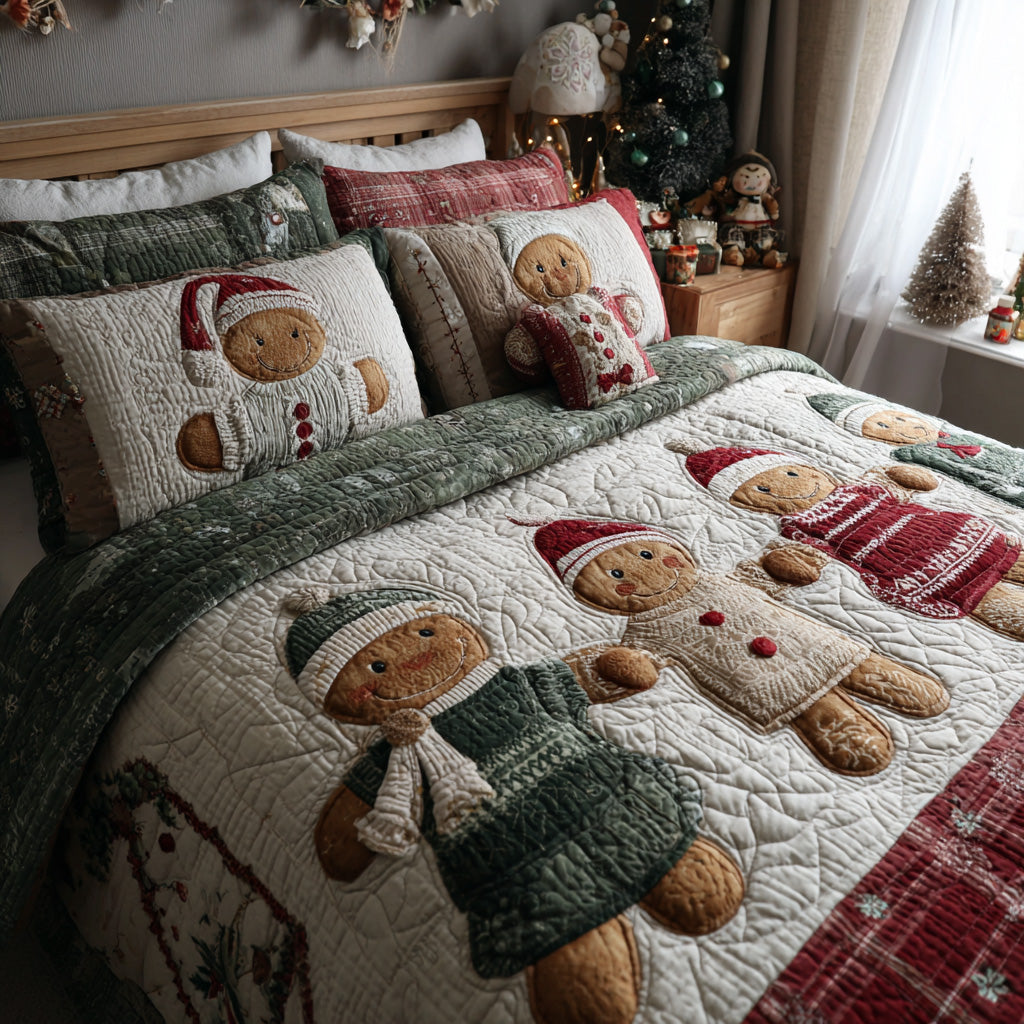 Merry Morsels Quilted Bedding Set Xmas Duvet Cover Set Good Family Christmas Present
