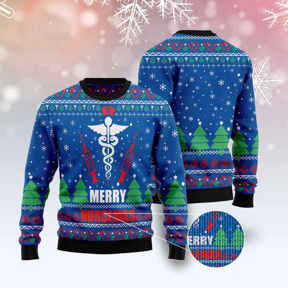 Merry Nursemas Ugly Christmas Sweater Funny Ugly Christmas Sweater Gifts For Couples