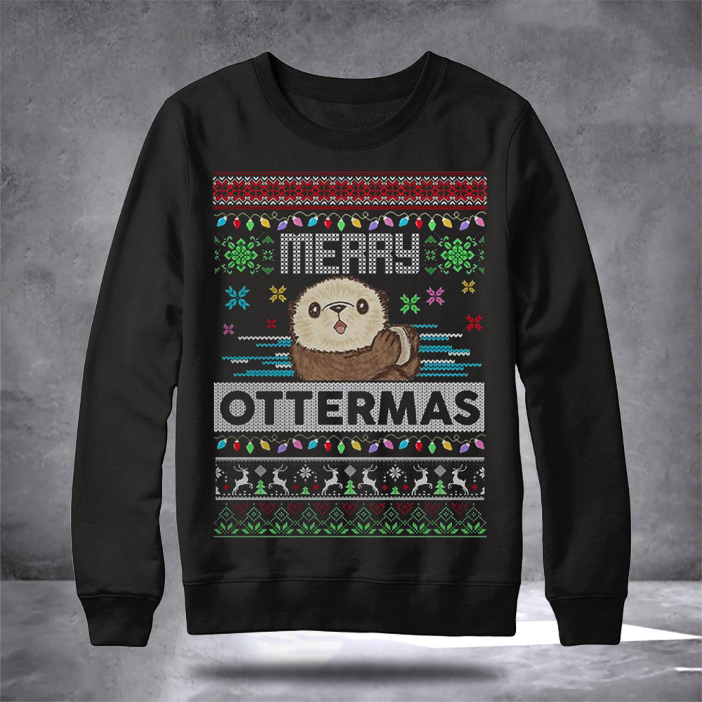 Merry Ottermas Christmas Sweater Cute Otter Clothing Christmas Gifts For Friends 2024