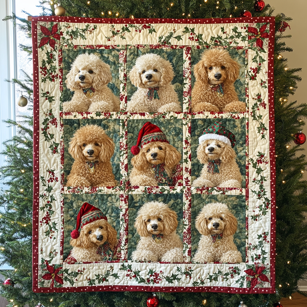 Merry Poodle Magic Quilted Blanket Presents For Dog Lovers