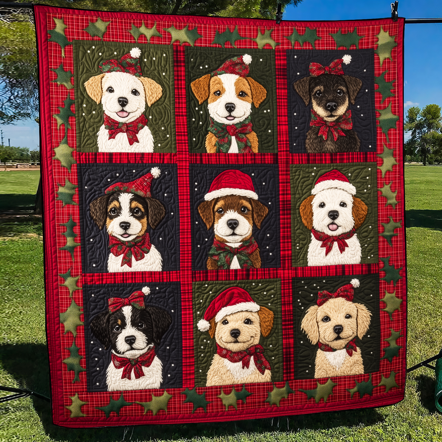 Merry Puppy Christmas Quilted Blanket Christmas Presents For Dog Lovers