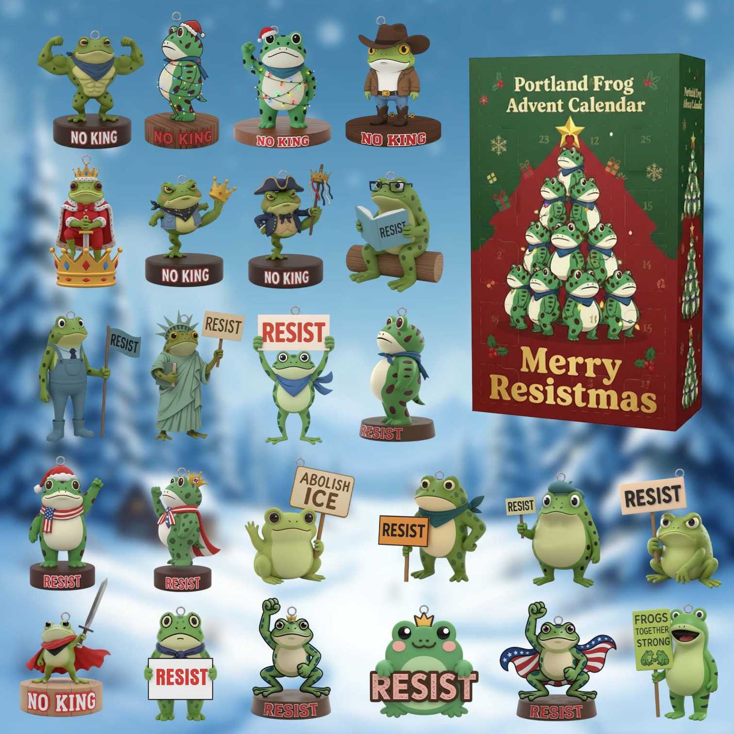 Merry Resistmas Frog Advent Calendar No King Funny FDT 24 Day Advent Calendar Xmas Gift Ideas