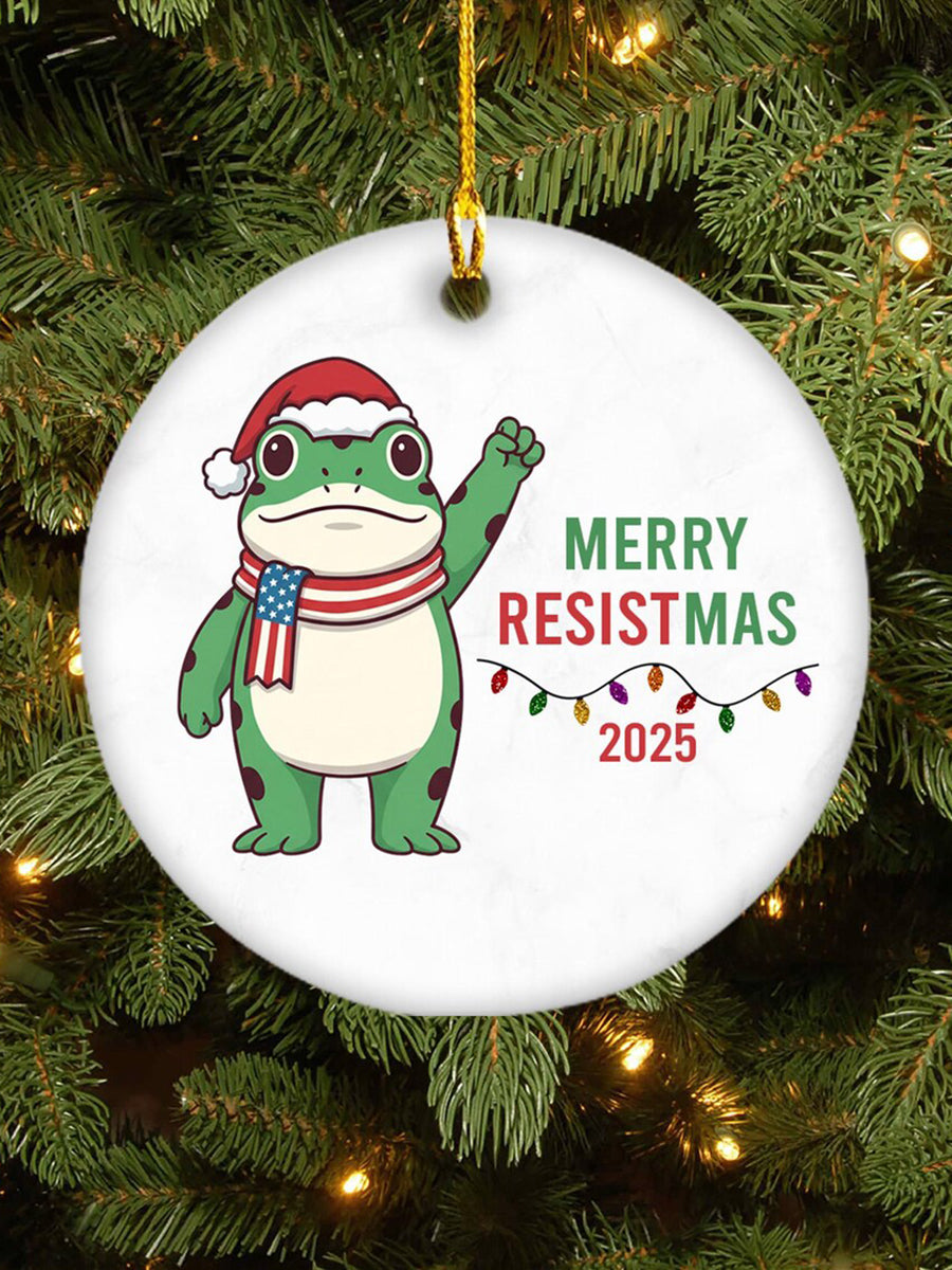 Merry Resistmas Portland Frog Christmas Ornament Xmas Tree Decor Funny Political Gifts