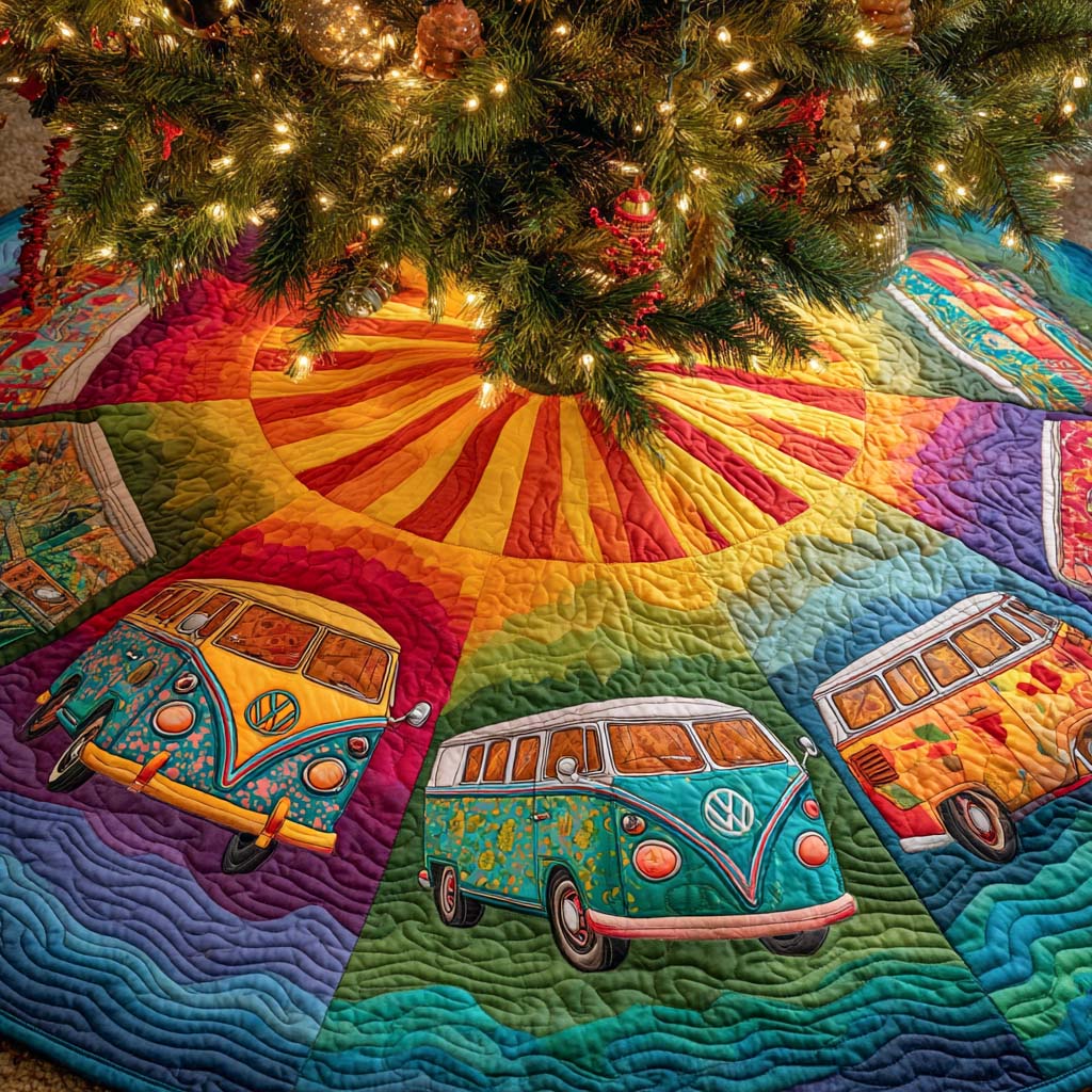 Merry Roadtrip Glow Quilted Tree Skirt Holiday Decor Indoor Christmas Ideas For Family