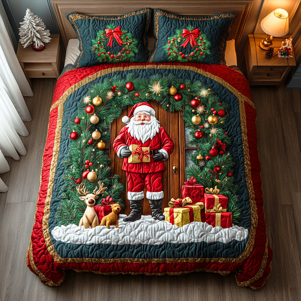 Merry Santa Journey Quilted Bedding Set Xmas Duvet Sets Christmas Gifts For Husband