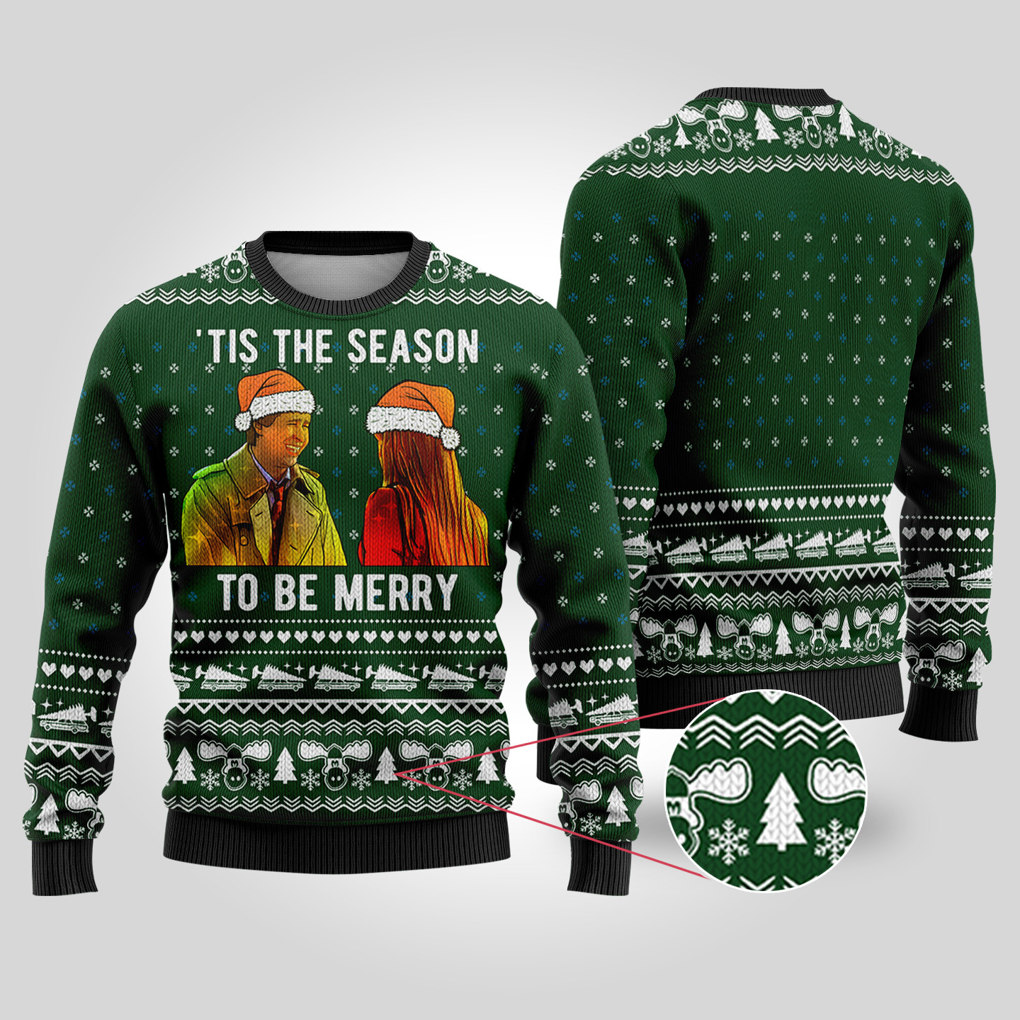 Merry Season National Lampoon Forest Green Ugly Christmas Sweater Perfect Gift Sweater for Friends and Family
