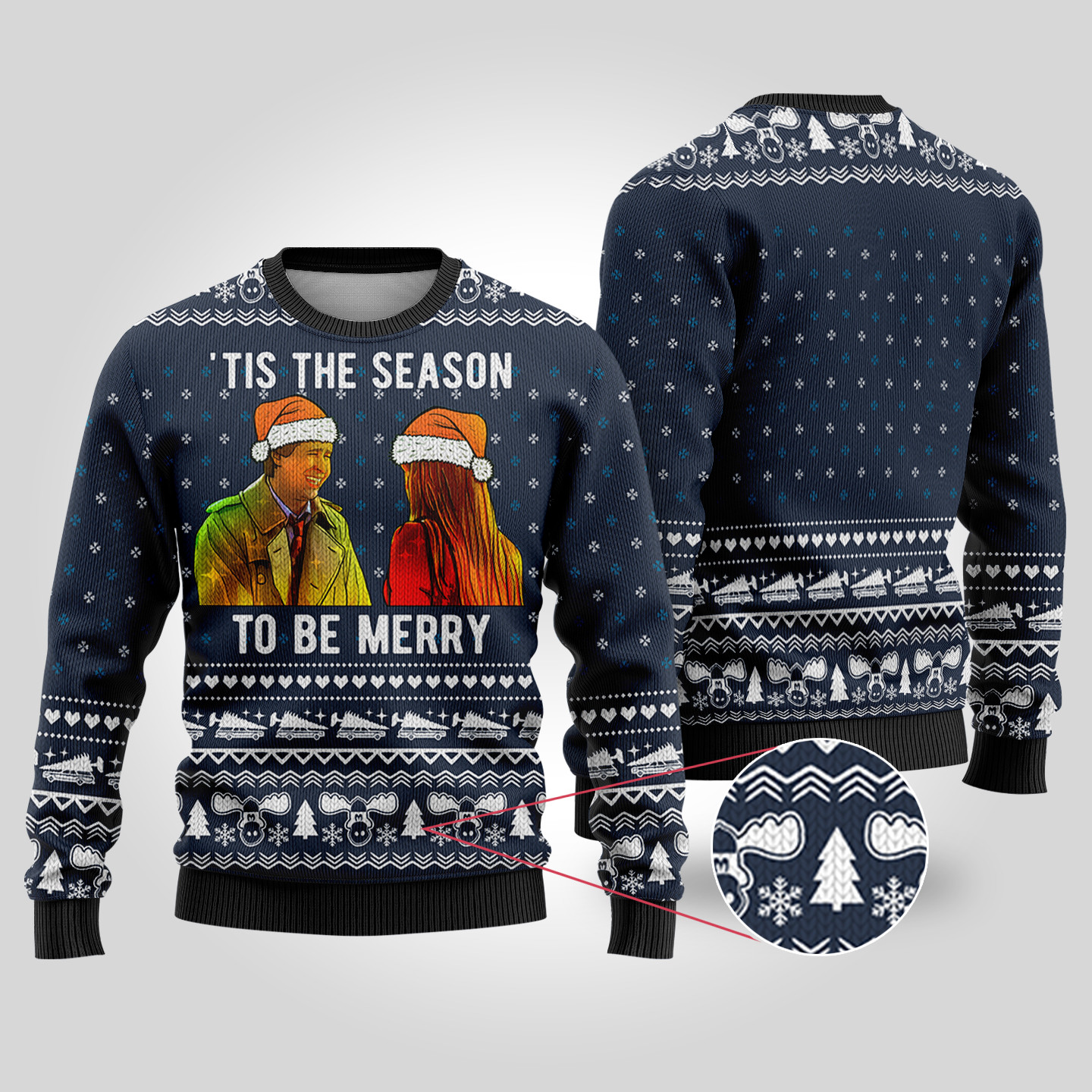 Merry Season National Lampoon Navy Ugly Christmas Sweater Trendy Christmas Sweater for Winter Outfits
