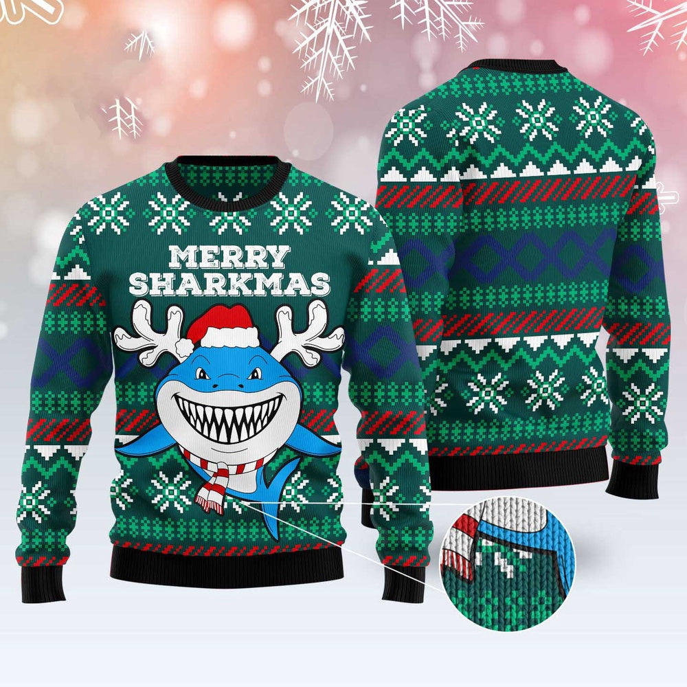 Merry Sharkmas Ugly Christmas Sweater Funny Ugly Christmas Sweater Gifts For Couples