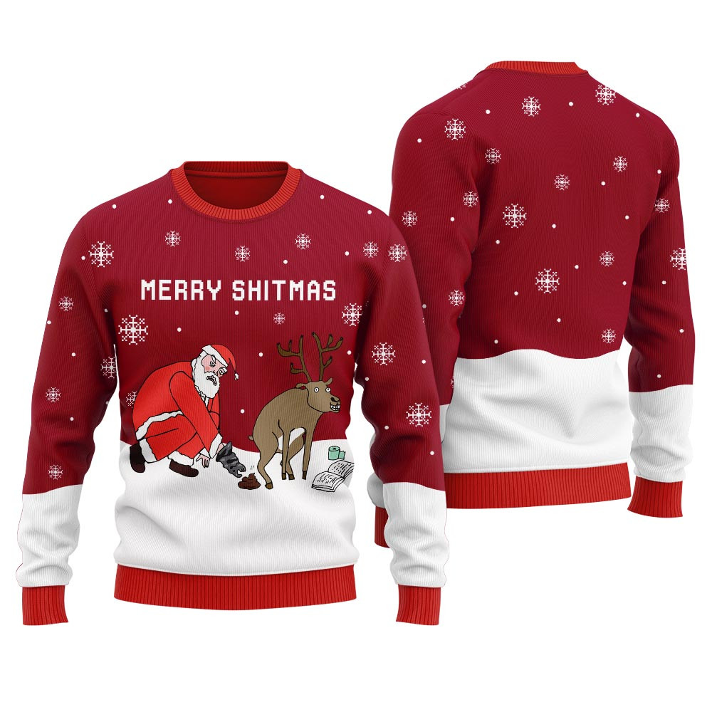 Merry Shitmas Reindeer Mens Ugly Christmas Sweater Holiday Gift Merch That Everyone Will Adore
