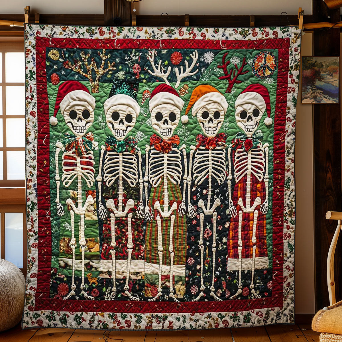 Merry Skeletons Holiday Xmas Quilt Blanket Christmas Gift Ideas For Daughter