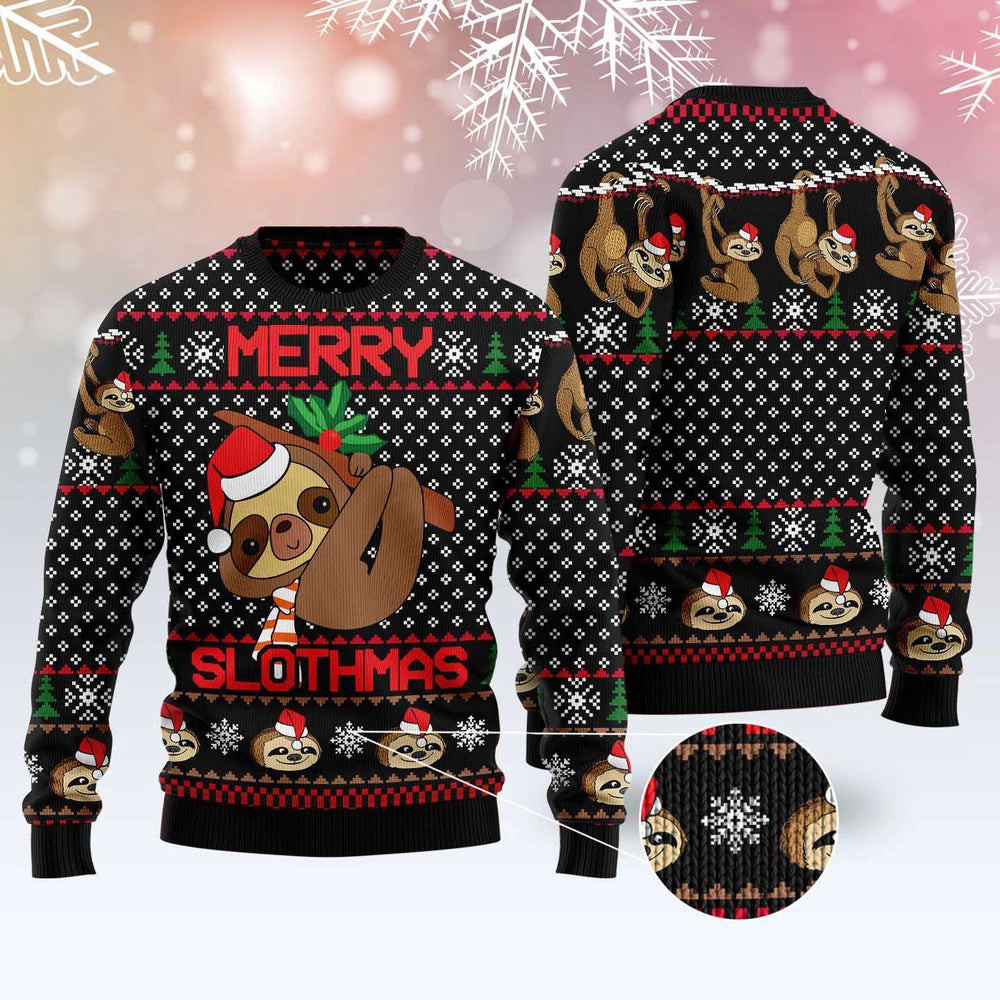 Merry Slothmas Ugly Christmas Sweater Funny Ugly Christmas Sweater Gifts For Couples