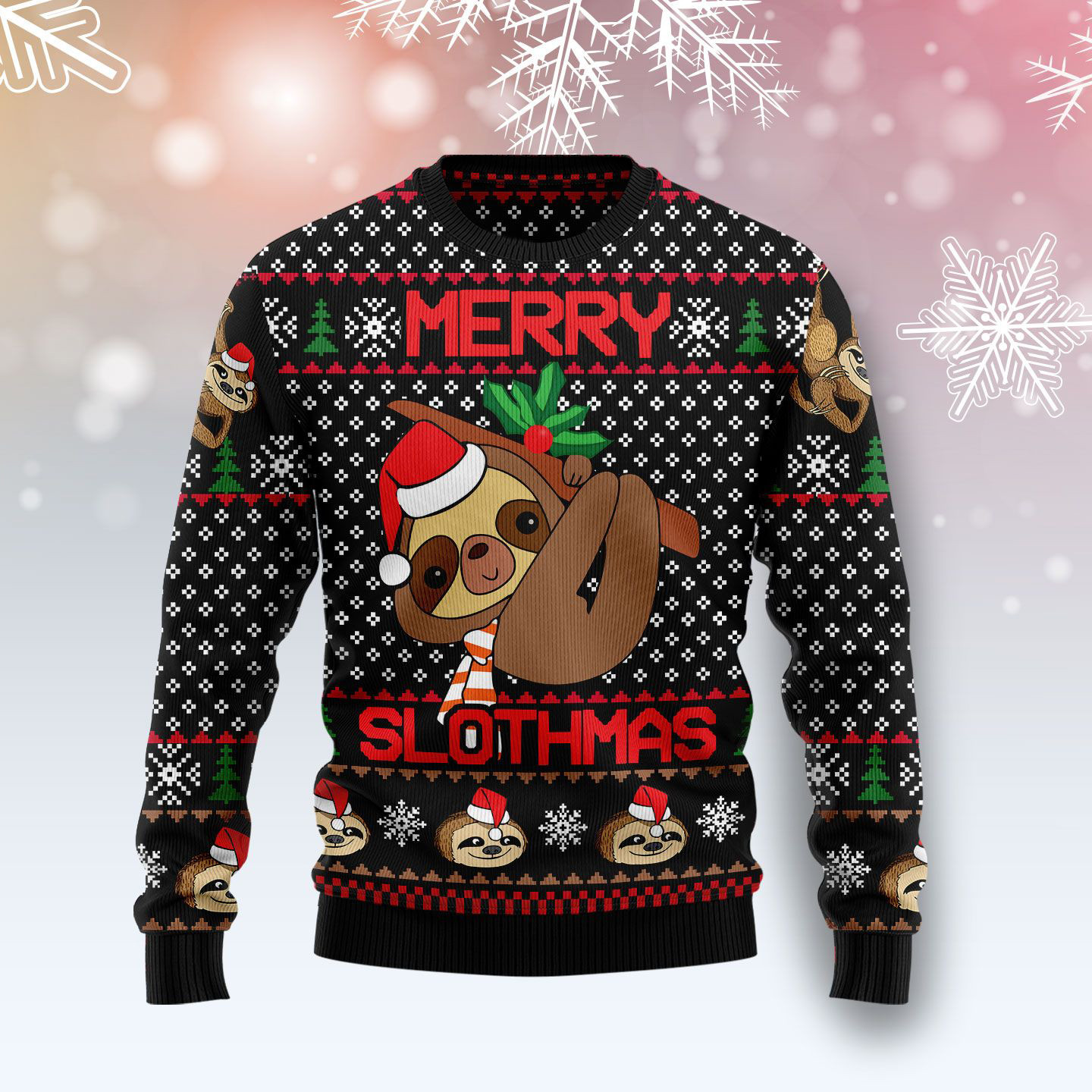 Merry Slothmas Ugly Christmas Sweater Holiday Clothing Christmas Gifts For Dad